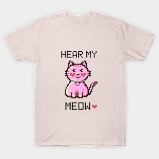 Cute Kitty Pink - Pixel T-Shirt